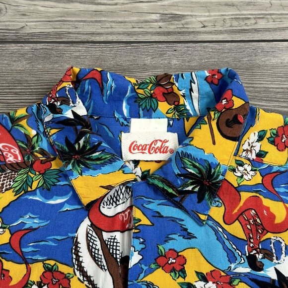 Crazy Vintage 80’s Coca Cola Rayon Hawaiian Button Up Shirt - Picture 3 of 3